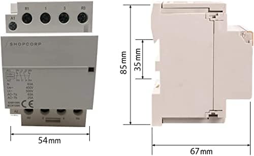 ShopCorp 40 AMP 4 מוט 2NO 2NC IEC 400V Contactor - סליל 110/120VAC, אינדוקטיבי 40A ו 60A התנגדות | כולל 35 x 152.40